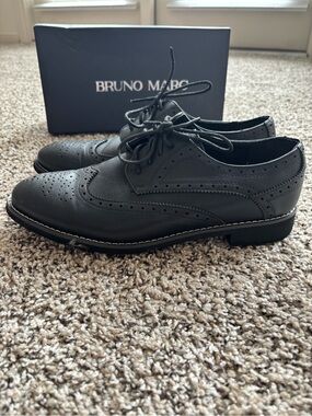 Bruno Marc Men’s Black Wingtip Derby Shoes